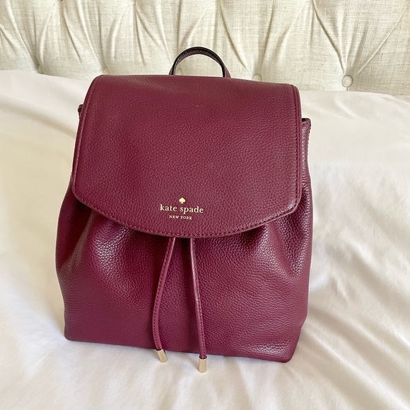 Kate Spade Small Breezy Mulberry Street Backpack Burgundy / Purple - Picture 16 of 16